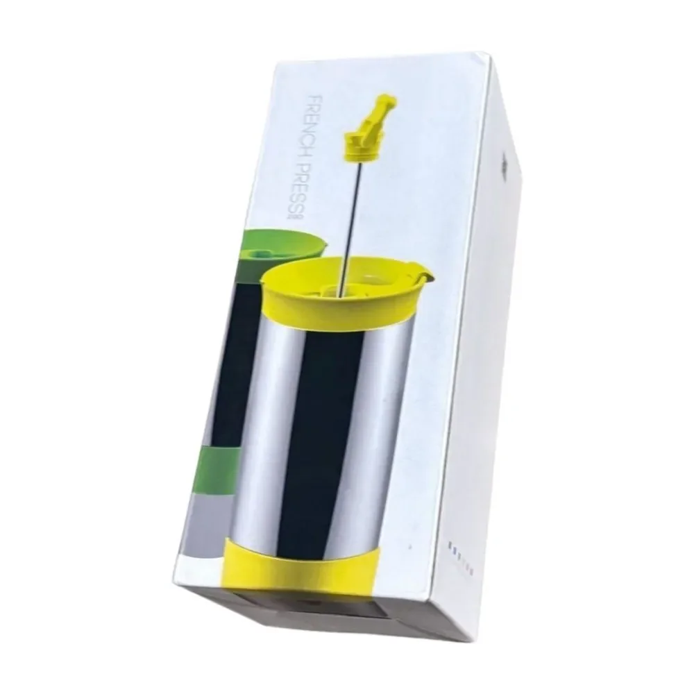 ASOBU The Hot Press Yellow Coffee tea Maker French Press Insulated Travel Mug